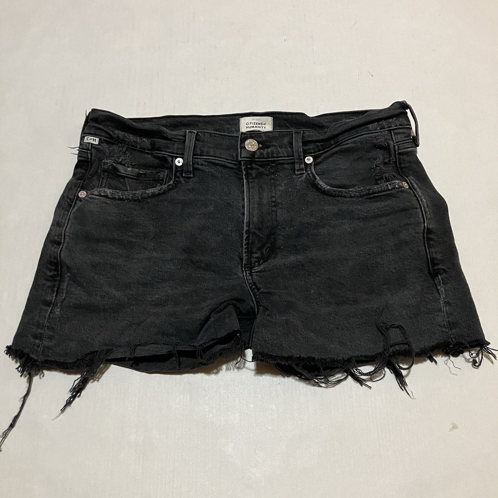 Citizens Of Humanity Ella Womens Denim Shorts Mid Rise Black Dark Size 28 X‎ 3